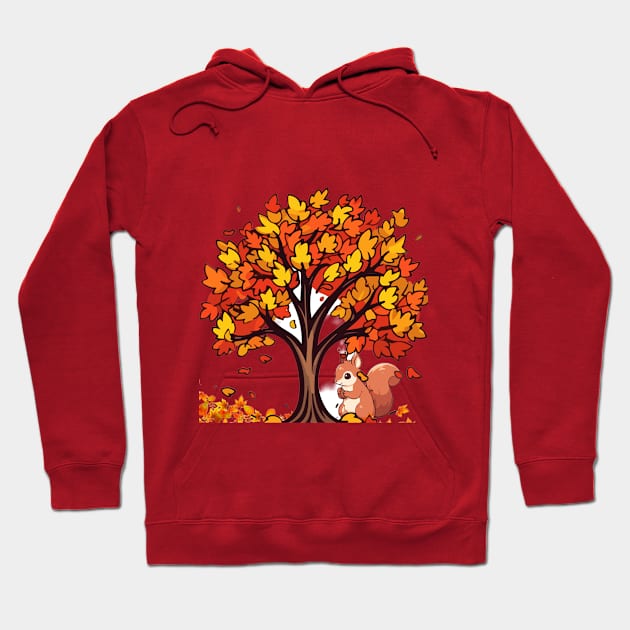 Fall/autumn with tree and Squirrel cute Hoodie by WhiteTeeRepresent